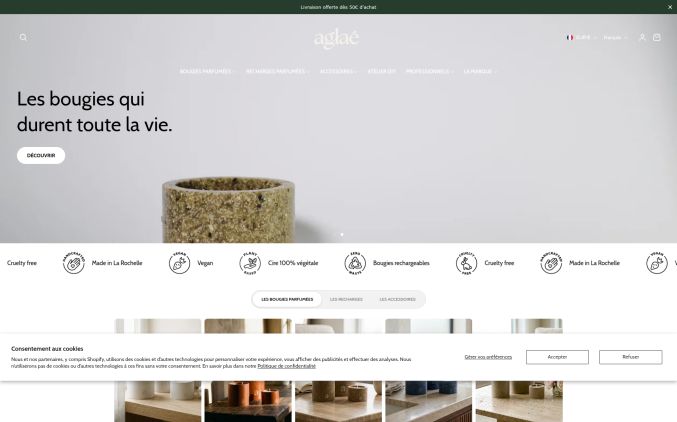 Capture de aglaebougie.com