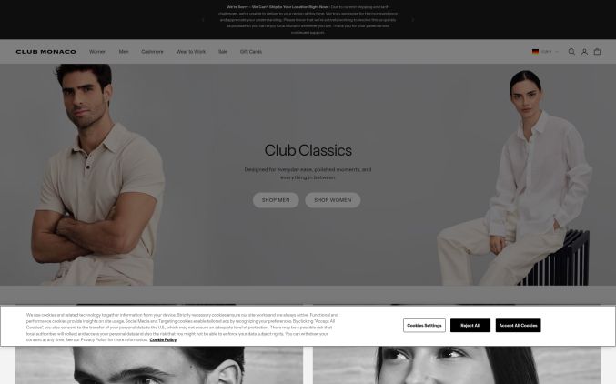 Capture de clubmonaco.ca