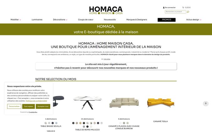 Capture de homaca.fr
