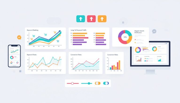 Tableau de bord analytics mesurant la performance SEO e-commerce