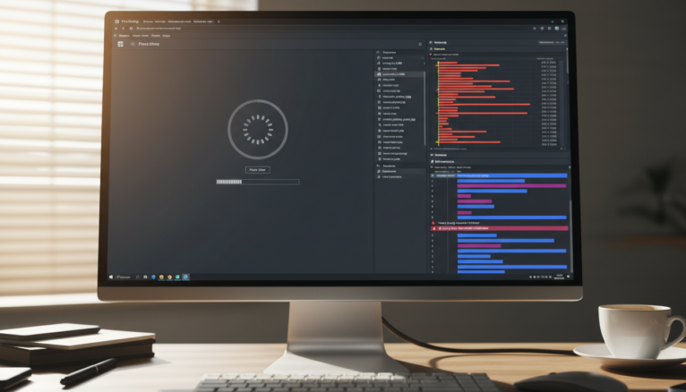 Écran ordinateur avec page de commande PrestaShop lente