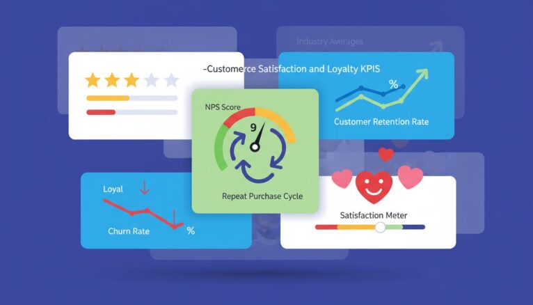 Tableau de bord KPIs satisfaction client et fidélisation e-commerce