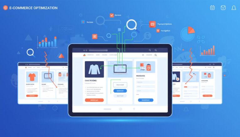 Illustration d'analyse UX et parcours client e-commerce concurrentiel