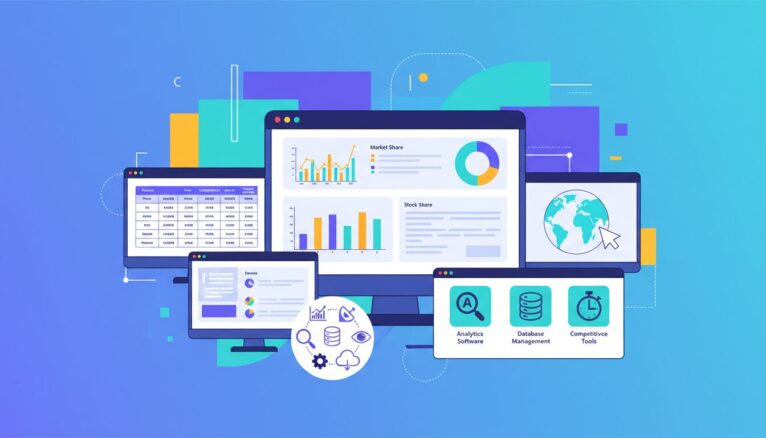 Illustration d'outils digitaux pour analyse des données concurrentielles