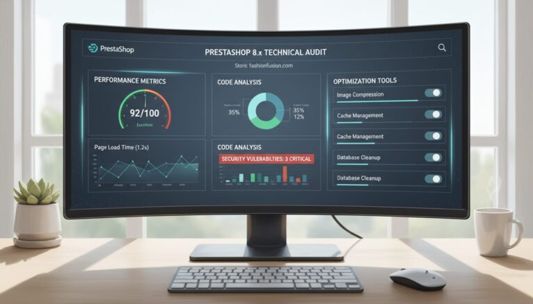 Tableau de bord d'audit technique PrestaShop 8.x