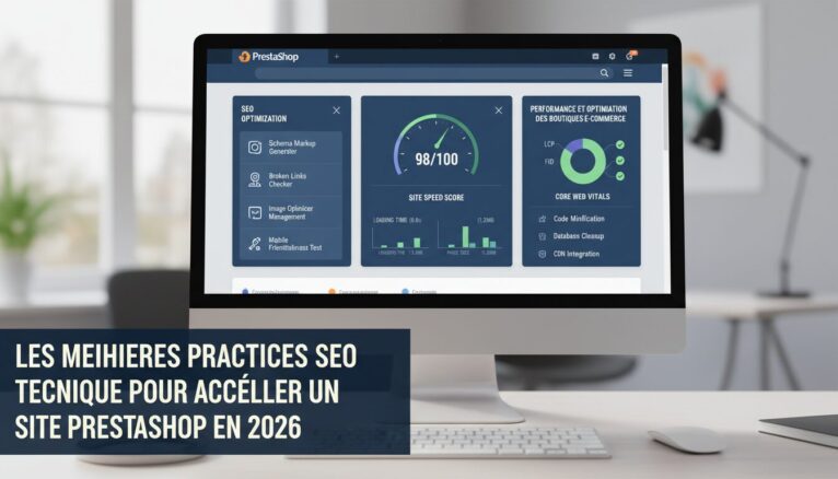 Tableau de bord PrestaShop optimisant la vitesse du site