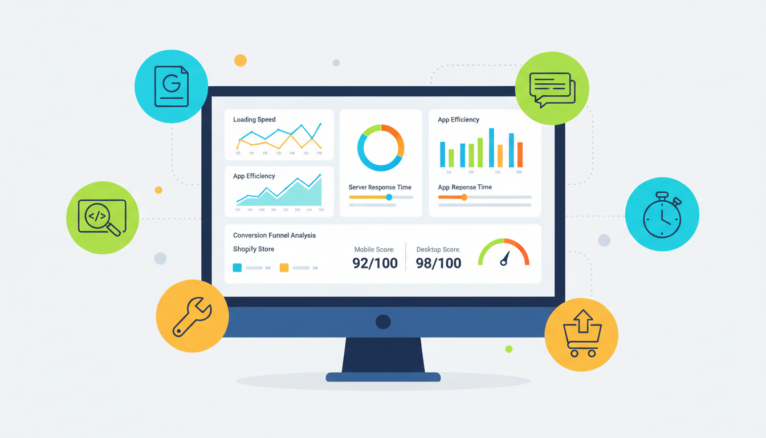 illustration d'audit technique et analyse de performance Shopify