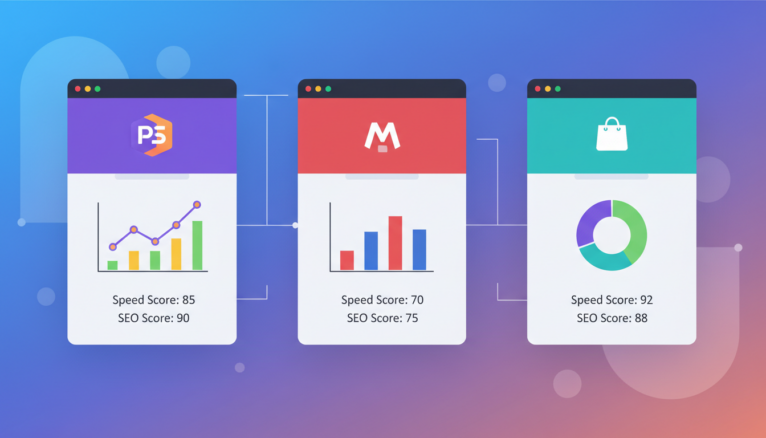 Comparaison visuelle des performances des CMS e-commerce français