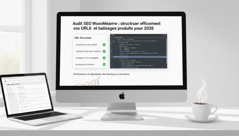 écran ordinateur montrant structuration URLs WooCommerce