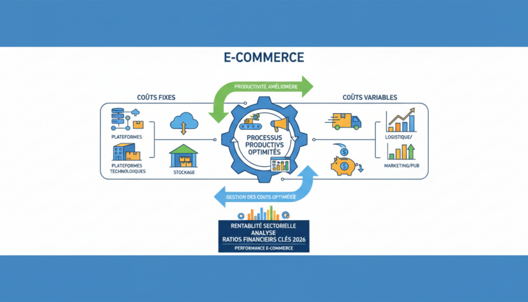 Illustration digitale gestion coûts et productivité e-commerce