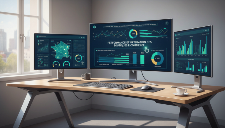 Tableau de bord e-commerce avec graphiques de performance 2026